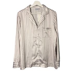 NWT Serenedelicacy Satin Silky Feel Striped Button Down Pajama Top M